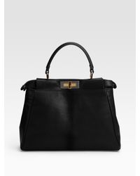 Fendi | Black Regular Peekaboo Top Handle Bag | Lyst