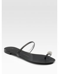 Giuseppe Zanotti | Black Jeweled Toe-ring Sandals | Lyst