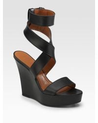 Givenchy | Black Corinne Strappy Wedge Sandals | Lyst