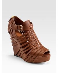 Givenchy | Brown Corinne Woven Leather Wedge Sandals | Lyst