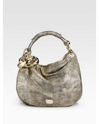 Jimmy Choo | Sky Perforated Metallic Leather Hobo | Lyst