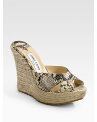 Jimmy Choo | Natural Snake-print Phyllis Wedge Espadrilles | Lyst