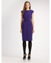 Lafayette 148 New York | Purple Ruched Wool Crepe Dress | Lyst