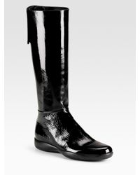 Prada | Black Tall Flat Sport Boots | Lyst