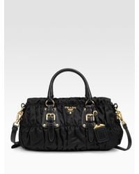 Prada | Black Tessuto Gaufre Top Handle Bag | Lyst