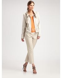 St. John | White Drawstring Collar Knit Jacket | Lyst