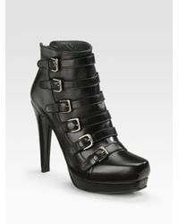 Stuart Weitzman | Black Buckled Ankle Boots | Lyst