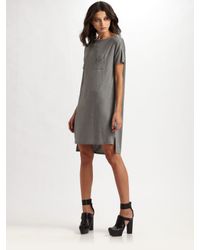 T By Alexander Wang | Gray Pocket Tee Dress | Lyst