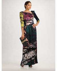 Tibi | Metallic Midnight Forest Silk Maxi Dress | Lyst