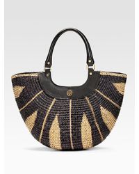 Tory Burch | Natural Straw Small Crescent Tote | Lyst