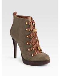 Tory Burch | Green Halima Suede and Leather Ankle Boots | Lyst
