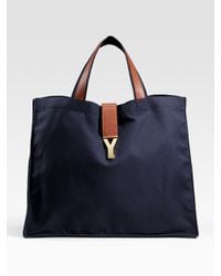 Saint Laurent | Blue Y Large Canvas Shopping Tote | Lyst