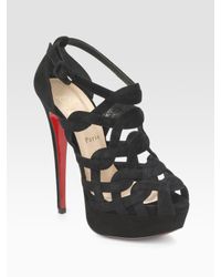 Christian Louboutin | Black Larissa Plato 150 Suede Sandals | Lyst