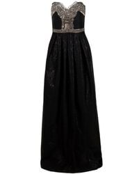 Collette Dinnigan | Black Strapless Jacquard Gown | Lyst