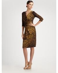 Max Mara | Metallic Ovidio Animal Print Faux Wrap Dress | Lyst