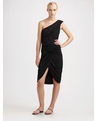Michael Kors | Black Matte Jersey Draped Goddess Dress | Lyst