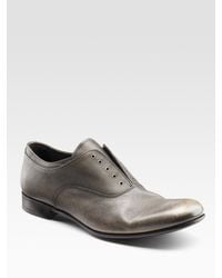 Prada | Gray Laceless Oxfords for Men | Lyst