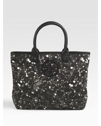 Tory Burch | Black Small Printed Canvas Jayden Tote | Lyst