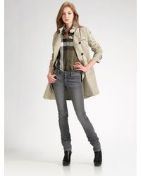Burberry Brit | Green Double-breasted Trench Coat | Lyst