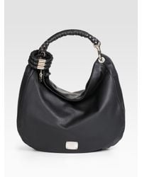 Jimmy Choo | Black Leather Sky Studded Bangle Hobo | Lyst