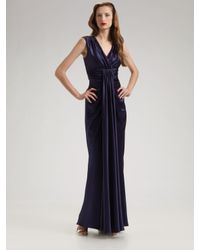 Marc Bouwer Glamit! | Blue Draped Silk Charmeuse Gown | Lyst