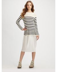 Junya Watanabe | White Stripe Sweater & Chiffon Skirt Dress | Lyst