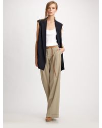Michael Kors | Blue Wool Gabardine Wide Leg Pants | Lyst