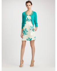 Boutique Moschino | White Coral Poplin Strapless Dress | Lyst