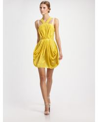 Nina Ricci | Yellow Draped Silk Ribbon Dress | Lyst