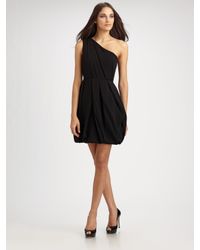 Shoshanna | Black Matte Crepe One Shoulder Dress | Lyst