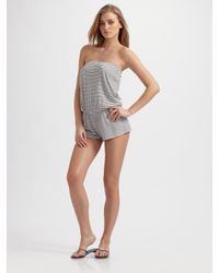 Shoshanna | Gray Striped Romper Coverup | Lyst