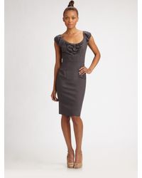 Rebecca Taylor | Gray Cap-sleeve Sheath Dress | Lyst