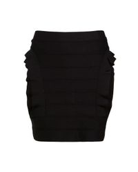 Hervé Léger | Black Signature Mini Skirt with Side Ruffle | Lyst
