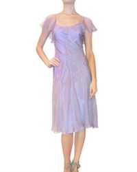 Alberta Ferretti | Purple Stretch Georgette Dress | Lyst