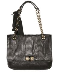 Lanvin | Black Happy Medium Watersnake Shoulder Bag | Lyst