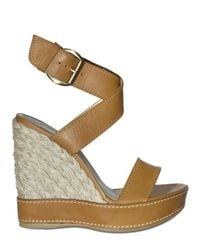 Stuart Weitzman | Brown 120mm Calfskin Espadrille Wedges | Lyst