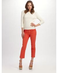 Tory Burch | White Alani Cable-knit Sweater | Lyst
