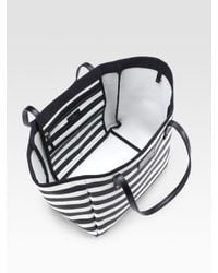 Kate Spade | Black Sidney Striped Vinyl Tote | Lyst