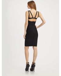 Hervé Léger | Black Double-strap Bandage Dress | Lyst