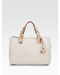 MICHAEL Michael Kors | White Grayson Large Top Handle Bag | Lyst