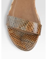 Stuart Weitzman | Brown Snake-embossed Leather Flat Sandals | Lyst