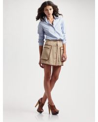 By Malene Birger | Gray Tauste Leather-trim Button Skirt | Lyst