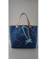 Anya Hindmarch | Blue Large Canvas Beach Tote | Lyst