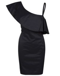 Designers Remix | Black Tone One Shoulder Ruffle Dress | Lyst