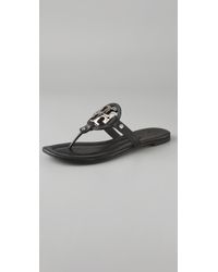 Tory Burch | Black Patent Leather Flat Sandals | Lyst