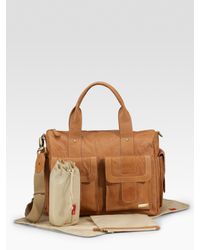 Storksak | Brown Leather Baby Bag | Lyst