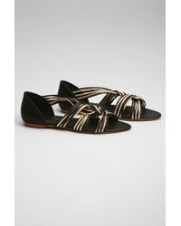 Loeffler Randall | Lila Flat Sandal in Black/gold | Lyst