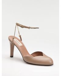 Valentino | Natural Ankle-strap Slide Pumps | Lyst