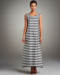 Jil Sander | Black Striped Pleat-back Maxi Dress | Lyst