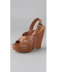 Ash | Lucy - Natural Leather Wedge Sandal | Lyst